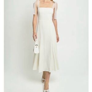White Midi Dress, Sheer Straps